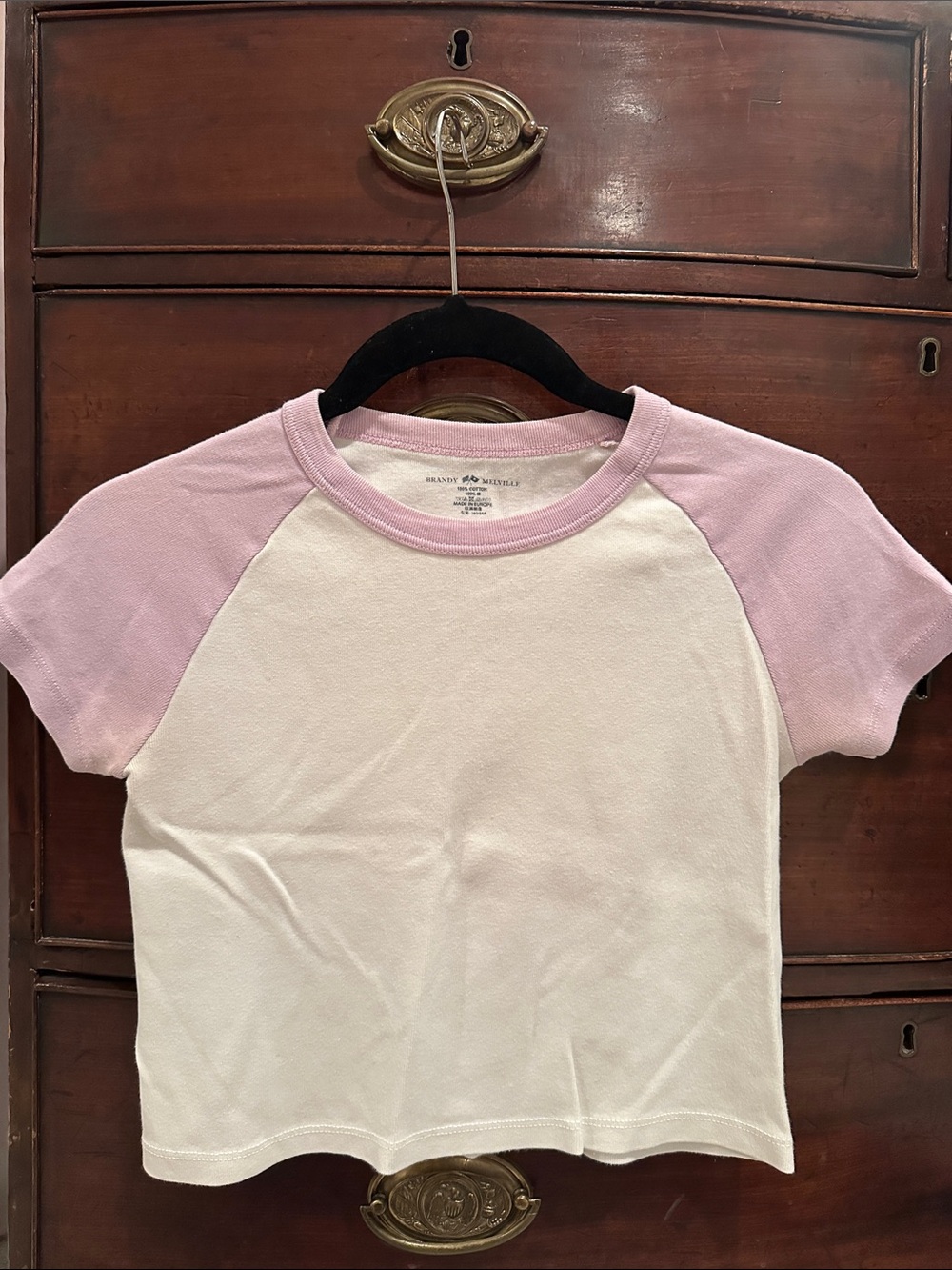 Brandy Melville White and Pink Tee